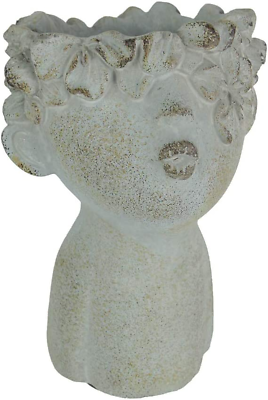 #ad Pucker up Junior Kissing Face Weathered Finish Concrete Head Mini Planter 7 Inch $52.99
