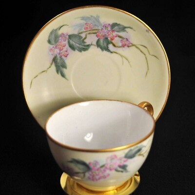 #ad Nippon Cup amp; SaucerRising Sun Hand Painted Pink Flowers Branch Gold 1911 1918 $43.98