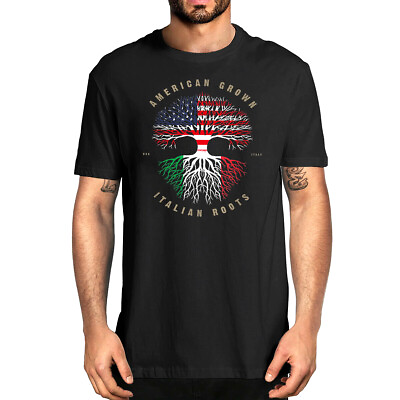 #ad American Grown Italian Roots Italy Flag Unisex T Shirt Italian T shirt $19.99