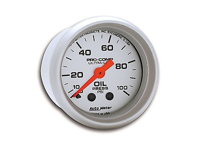 Auto Meter Ultra Lite Mechanical Oil Pressure Gauge 2 1 16quot; 52mm 0 100 Psi $79.50