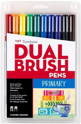 #ad Tombow Dual Brush Pen Primary Set 10 Pack BRAND NEW with .99¢ Shipping   $15.99
