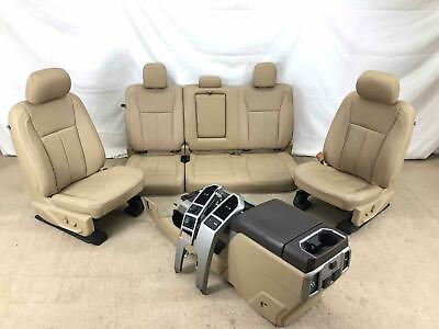 #ad 15 20 F150 Lariat Tan Leather Seat Set Front Rear 10 Way Heat Cool Video Review $2939.99