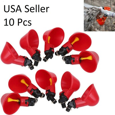 #ad 10PCS Poultry Water Drinking Cups Chicken Hen Quail Plastic Automatic Drinker $8.99