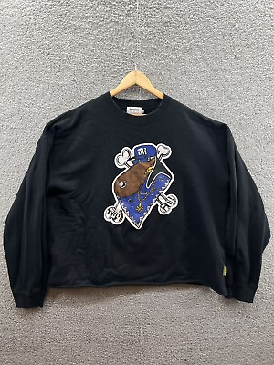#ad Snoop Doggy Dogg X Joyrich Cropped Boxy Black Crewneck Sweatshirt Size XL $99.99