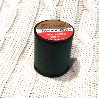 #ad Vintage Excell Green 100% Polyester 200 Yards General Sewing Thread USA $3.97