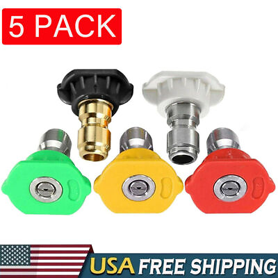 #ad 5pcs Pressure Washer Spray Tips Nozzles High Power Kit Quick Connect 1 4quot; Set $10.50