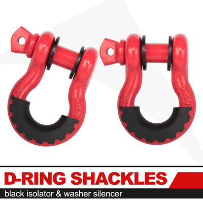 #ad 2x D Ring bow Shackle w isolator Tow Strap Winch Off Road Truck Recovery $28.99