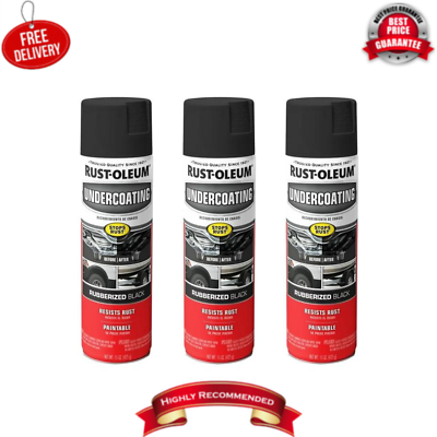 #ad 3PC Black Cars Truck Undercoating Rubberized Protection Coating Spray Paint 15oz $28.99