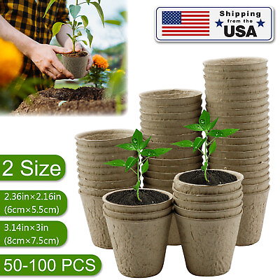 #ad 50 100PCS Biodegradable Nursery Pots Garden Plant Grow Seedling Planting Pots US $13.95