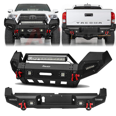 #ad Aaiwa For 2016 2023 Toyota Tacoma Front Rear Bumper W Winch Plate LED Lights $605.14