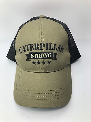 #ad CAT Cap Army Green Caterpillar Strong Snapback Trucker Hat. Millitary Vets Fav $18.74
