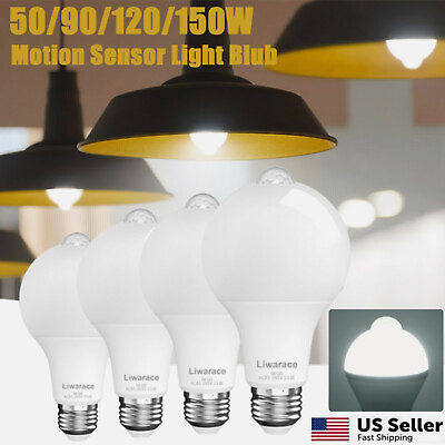 #ad Motion Sensor Light Bulb Eq. 50W 90W 120W 150W E26 27 Dusk to Dawn In Outdoor US $35.59