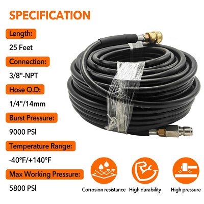 High Pressure Washer Hose 26 50 68ft 5800PSI M22 Power Washer Extension Hose #ad #ad $34.99