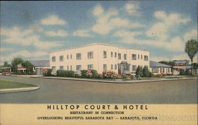 #ad SarasotaFL Hilltop Court amp; Hotel Teich Florida Linen Postcard Vintage Post Card $9.99