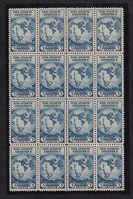 #ad 1935 Sc 753 Byrd Expedition 3c XF MNG as issued Center Line Block of 16 NGAI $143.50