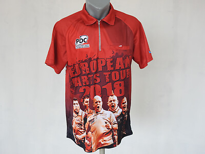#ad 2018 European Darts Tour Jersey Red PDC Dry Quick System Shirt Size 2XL $21.25