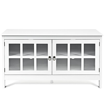 #ad #ad 50quot; TV Stand Simple Wood Storage Console Entertainment Center w 2 Doors White $149.99