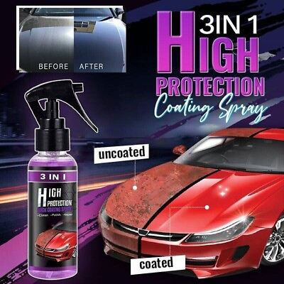 #ad #ad 3 in 1 High Protection Quick Car Coat Ceramic Coating Spray Hydrophobic 100ml US $10.99