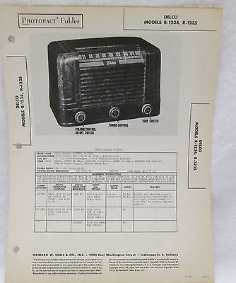 #ad Howard W Sams Photofact Folder Delco Models R 1234 amp; R 1235 Radio Parts Manual $14.95