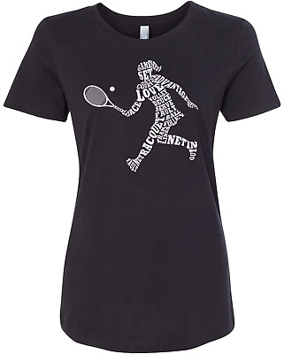 #ad Womens Tennis Player Typography Women#x27;s Fitted T Shirt Gift Idea $15.70