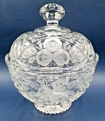 #ad Fifth Avenue Lead Crystal Cookie or Candy Dish In Tivoli Garden Etched Roses $20.00