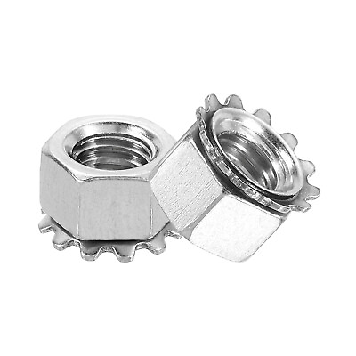 #ad 100Pcs 3 8quot; 16 K Lock Nut with External Tooth Washer 304 Stainless Steel Silver $53.22