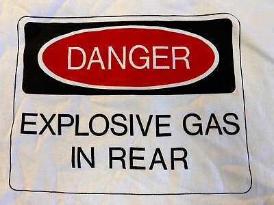 #ad DANGER EXPLOSIVE GAS IN REAR T SHIRT 2XL VINTAGE PARODY FART TEE DEADSTOCK 80S $15.00