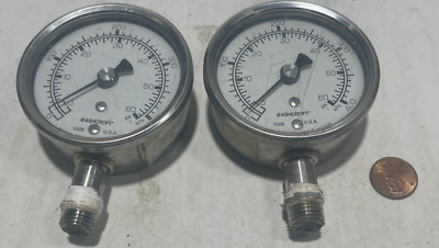 #ad Ashcroft 63 1008 Stainless Pressure Gauge 60 PSI 1 2quot; $24.99