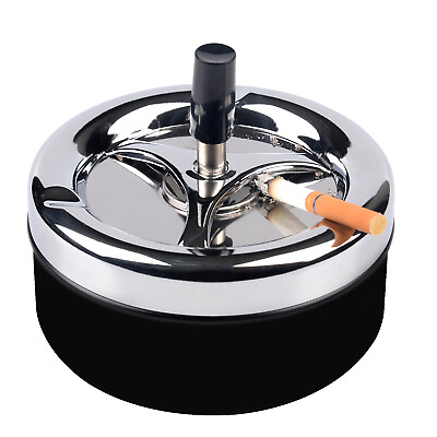 5.1quot; Round Push Down Ashtray with Spinning Tray Black USA SELLER #ad $13.95