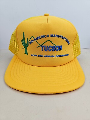 #ad Vintage Mid America MFG Tucson AZ Usa Cactus Puffy Trucker Hat Snapback Cap $22.00