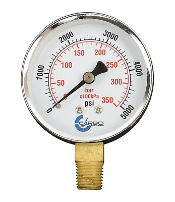 #ad 2 1 2quot; Pressure Gauge Chrome Plated Steel Case 1 4quot;NPT Lower Mnt. 5000 PSI $8.95