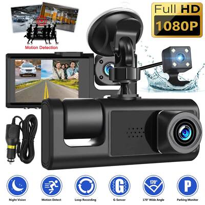 #ad HD 1080P Car Video Recorder Camera Dual Lens Dash 3 Cam for Truck RV SUV $18.99