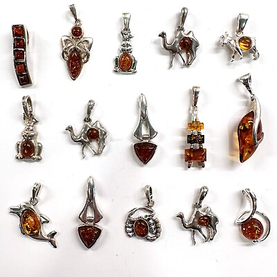 #ad #ad 925 Solid Sterling Silver Baltic Amber Clean High Quality Pendants Lot 39 g $95.99