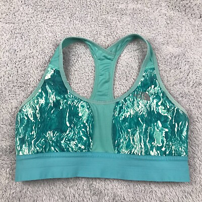 #ad The North Face Sports Bra XL Teal Water Wave Pattern Full Coverage Wireless $12.88