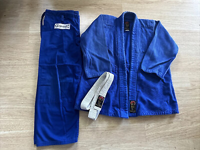 #ad Jiu Jitsu Pro Force Gladiator 100% Cotton White Kimono Gi Size #1 3 Pc Set $31.00
