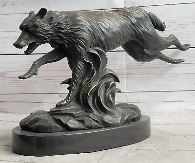 #ad Majestic Wolf in Motion Signed C Williams Bronze Sculpture Lost Wax Method $399.00