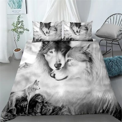 #ad 3D Digital Wolf Duvet Doona Cover Set Bedding Set Bed Linen Set $93.50