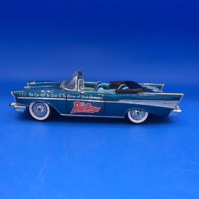 #ad M2 Auto Thentics 1957 Bel Air Convertible 1 24 Blue Blue Pep Boys $20.00