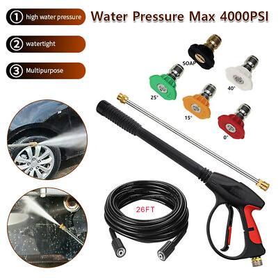 High Pressure 4000PSI Car Power Washer Gun Spray Wand Lance Nozzle Hose Kit #ad $31.99