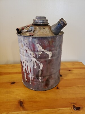 #ad Gas Kerosene Oil One Gallon Galvanized Wood Handle Antique $14.99