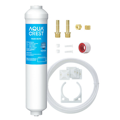 #ad AQUA CREST Inline Water Filter with 1 4 Inch Direct Connect Fittingsfor Fridge $29.99