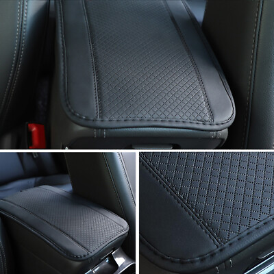 #ad All Black Parts Leather Armrest Cushion Cover Center Console Box Mat Protector $11.49