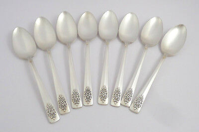 #ad 8 Rogers amp; Bro. XII IS Dawn Silver plate Flatware Tea Spoons 6” Long Circa 1949 $29.95