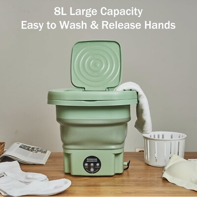 #ad 8L Foldable Mini Washing Machine Small Bucket Washer Baby Clothes Underwear Trav $34.00