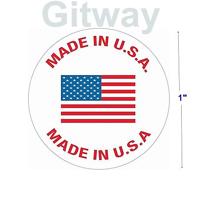 #ad 500 Roll of Made in U.S.A. 1quot; Diameter labels stickers with USA Flag in Center $9.39