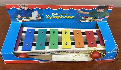 Vintage Fisher Price Pull A Tune Xylophone with Box Tested Working #ad #ad $16.00