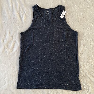 #ad New Gap Women#x27;s Dark Blue Sleeveless Knit Tank Top Size S Casual Summer Relaxed $5.45
