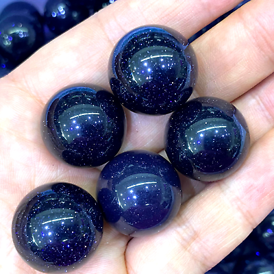 #ad 5pcs top Natural Blue sands quartz sphere crystal ball reiki healing $13.49