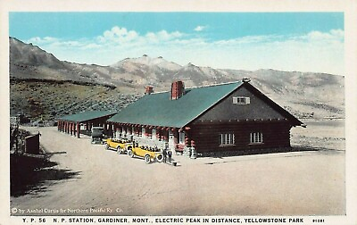 #ad Northern Pacific Train Station Gardiner Montana Early Postcard Unused $12.00