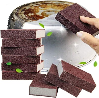 #ad 10 Pack Carborundum Sponges Nano Magic Emery Clean Sponge Rust for Pots and Pans $13.99